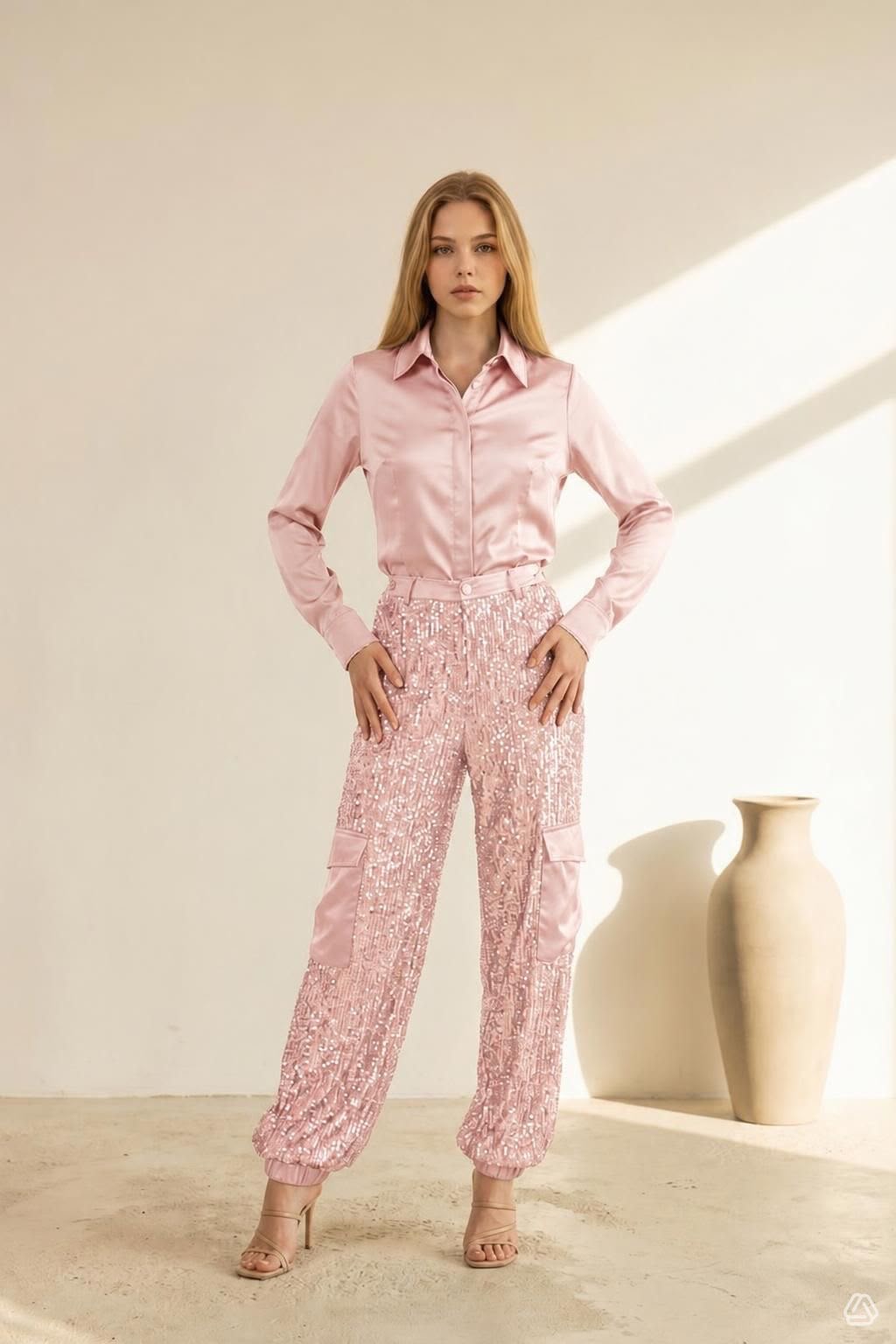 PANTALONE CARGO IN PAILLETES