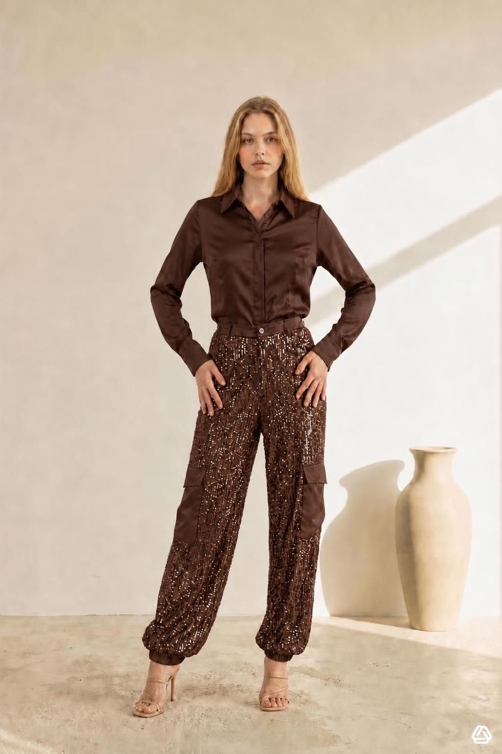 CAMICIA IN SATIN CON PIPING
