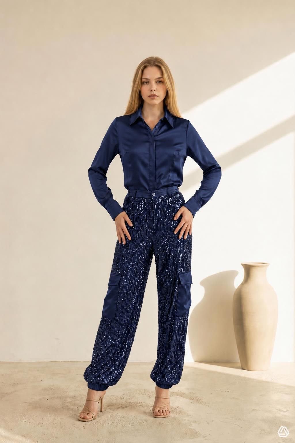 CAMICIA IN SATIN CON PIPING